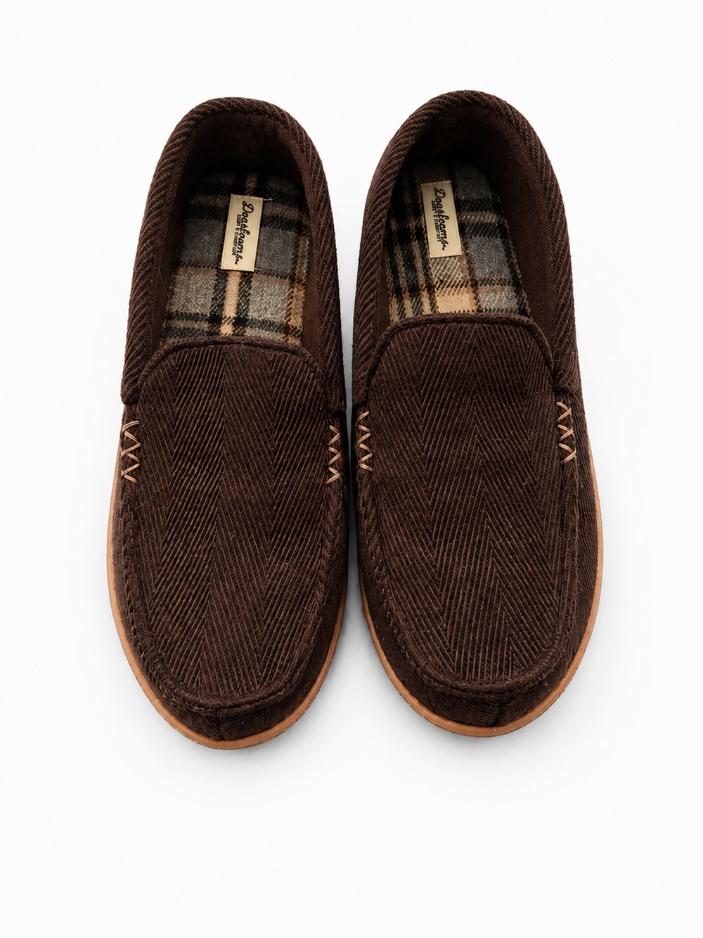 Dearfoams Brown Corduroy Memory Foam Slippers Men’s L/US 11-12 New
